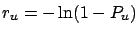 $\displaystyle r_u = \frac{-\ln(1-P_u)}{{\cal L}}\,,$