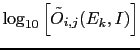 $\displaystyle \log_{10}\left[\tilde O_{i,j}(E_k,I)\right]$