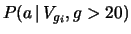 $\displaystyle P(a\,\vert\,V_{g_i},g>20)$