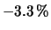 $ -3.3\,\%$