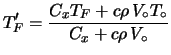 $\displaystyle T_F'= \frac{C_x T_F + c\rho\,V_\circ T_\circ}{C_x + c\rho\,V_\circ}$