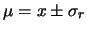 $\displaystyle x \pm 2\,\sigma_r$