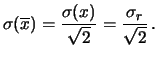 $\displaystyle \overline{x} = \frac{x_1+x_2}{2}\,.$