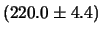 $ \lambda = 220.0\cdot (1\pm 0.02) \,$