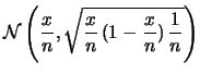 $\displaystyle {\cal N}(x, \sqrt{x\,(1-x/n)})$