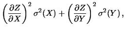 $\displaystyle k + \left.\frac{\partial Z}{\partial X}\right\vert _{\mu_x,\mu_y}\!x +
\left.\frac{\partial Z}{\partial Y}\right\vert _{\mu_x,\mu_y}\!y + \ldots$