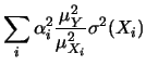 $\displaystyle \left.\alpha_i\frac{Y}{X_i}\right\vert _{\{\mu_{X_1}, \mu_{X_2}\ldots\}}
\approx \alpha_i\frac{\mu_Y}{\mu_{X_i}}$