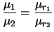 $\displaystyle \mu_1 \cdot \mu_2 = f^2\,\mu_{r_1}\,\mu_{r_2}$