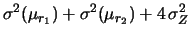 $\displaystyle (+1)\cdot \sigma_{X_{1,1}}
+(+1)\cdot\sigma_{X_{1,2}}
+(+1)\cdot\sigma_{X_{2,1}}
+(+1)\cdot\sigma_{X_{2,2}}$