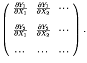 $\displaystyle \left( \begin{array}{ccc}
\sigma^2(Y_1) &
\mbox{Cov}(Y_1,Y_2) &
\...
...gma^2(Y_2) &
\cdots \\
& & \\
\cdots & \cdots & \cdots \\
\end{array}\right)$