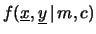 $\displaystyle f(x_i,y_i\,\vert\,m,c)$