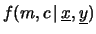 $\displaystyle \Pi_i f(x_i,y_i\,\vert\,m,c)\,,$