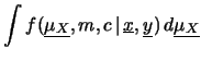 $\displaystyle f(\underline{\mu_{X}}, m, c\,\vert\,\underline{x},\underline{y})$