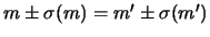 $ m^\prime\pm\sigma(m^\prime)$