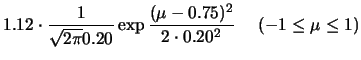 $\displaystyle f(\mu\vert x=0.75)$