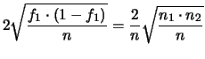 $\displaystyle 4 \sigma^2(f_1) =
4\cdot \frac{f_1\cdot (1-f_1)}{n}$