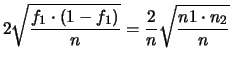 $\displaystyle \sigma^2(f_1) + \sigma^2(f_2)
- \left(-\frac{f_1\cdot (1-f_1)}{n}\right)$