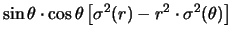 $\displaystyle \sin^2\theta\cdot\sigma^2(r) +
r^2\cos^2\theta\cdot\sigma^2(\theta)$