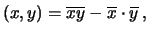 $\displaystyle (x,y) = \overline{x y} - \overline{x}\cdot \overline{y}\,,$