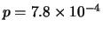 $ p=7.8\times 10^{-4}$