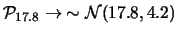 $\displaystyle {\cal P}_{17.8} \rightarrow\ \sim {\cal N}(17.8, 4.2)$