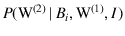 $P(\mbox{W}^{(2)}\,\vert\,B_i,\mbox{W}^{(1)},I)$