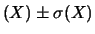 $\displaystyle (X) \pm \sigma(X)$