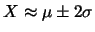 $ X\approx \mu\pm\sigma$