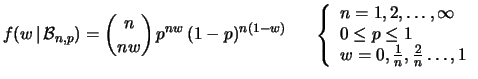 $\displaystyle P(W=\frac{x}{n}) = P(X=x)\,.$