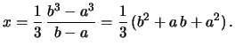 $\displaystyle \int_{a}^{b}\!\frac{x^2}{b-a}\,$