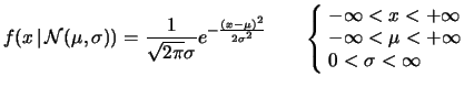 $\displaystyle f(x)\propto e^{-h\, (x-x_m)^2}\,,$