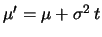 $\displaystyle x^2-2\, (\mu+\sigma^2\, t)x + (\mu+\sigma^2\, t)^2-
(\mu+\sigma^2\, t)^2+\mu^2\,. $