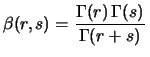 $\displaystyle \beta(r,s)=\int_0^1 x^{r-1}(1-x)^{s-1}\,$