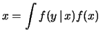 $\displaystyle f(y) = \int f(x,y)\,$