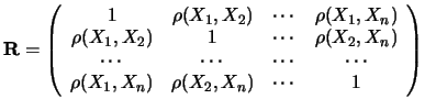 $\displaystyle \rho(X_i,X_j) = \frac{V_{i\,j}}{\sigma_i\sigma_j}\,,$