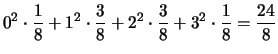 $\displaystyle 0\cdot \frac{8}{16} +
1\cdot \frac{8}{16}
= \frac{1}{2}$