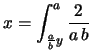 $\displaystyle y
= \frac{2x}{a^2} \hspace{1.8cm} (0\le x \le a)$