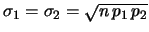 $\displaystyle (X_1,X_2)=\rho(X_1,X_2)\,\sigma_1\,\sigma_2 = -n\,p_1\,p_2\,,$