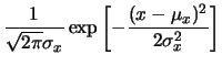 $\displaystyle \frac{1}{\sqrt{2\pi}\sigma_y\sqrt{1-\rho^2}}
\exp{\left[
-\frac{\...
...}
\left(x-\mu_x\right)\right]
\right)^2}
{2\sigma_y^2(1-\rho^2)}
\right]} \cdot$