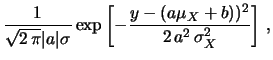 $\displaystyle \frac{f_X\left(\frac{y-b}{a}\right)^2}{\vert a\vert}$