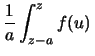 $\displaystyle \frac{1}{a}\int_{0}^{a}f_Y(z-x)\,$