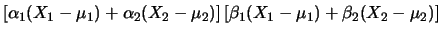 $\displaystyle \beta_1(X_1-\mu_1) + \beta_2(X_2-\mu_2)$