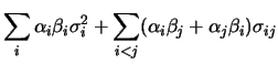 $\displaystyle \sum_{i<j}(\alpha_i\beta_j+\alpha_j\beta_i)$