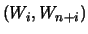 $\displaystyle \sum_i^n \alpha_i\beta_{n+i}$