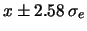 $ x \pm 1.96\,\sigma_e$