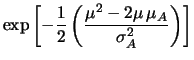 $\displaystyle \exp\left[-\frac{1}{2}\left(
\frac{\mu^2-2\,\mu\left(\frac{x\,\si...
...}
{(\sigma_e^2\cdot \sigma_\circ^2)/(\sigma_e^2+\sigma_\circ^2)}
\right)\right]$