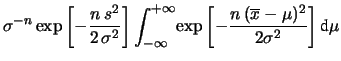 $\displaystyle \int_{-\infty}^{+\infty}\!
f(\mu,\sigma\,\vert\,\mathbf{x})\,$