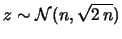 $\displaystyle (z)
= \frac{\sqrt{n}\,s}{\sqrt{2}\,(n-2)} \approx \frac{s}{\sqrt{2\,n}}\,,$