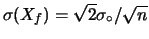 $ \sigma_f=\sigma_p=\sigma_\circ/\sqrt{n}$