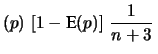 $\displaystyle \frac{x+1}{n+2}\left(\frac{n+2}{n+2}
-\frac{x+1}{n+2}\right)\frac{1}{n+3}$